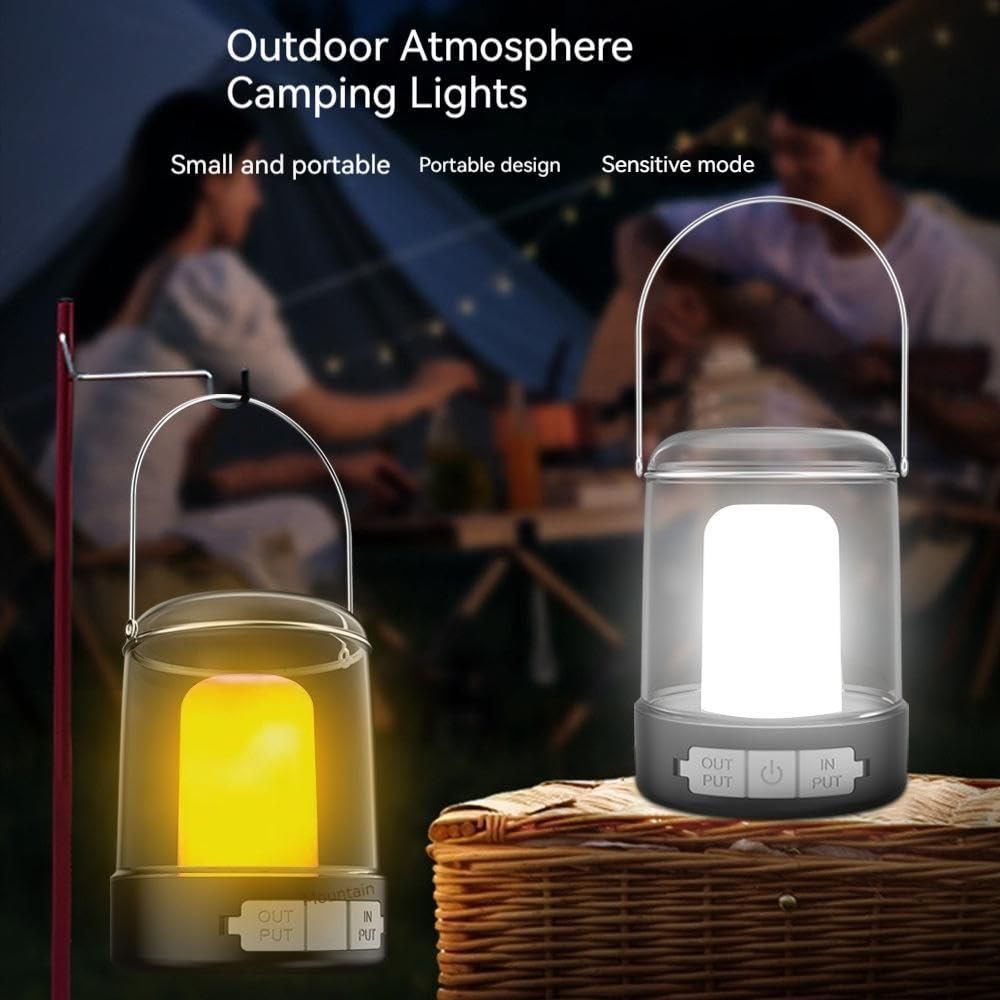 LED Rechargeable Camping Lanterns - Vintage Style, Stepless Dimming, 1 Piece